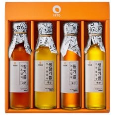 50년전통대현상회 저온압착 국산 참기름 들기름 180ml 4종 선물세트 (선물상자포장)