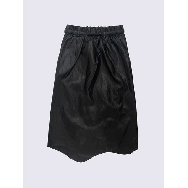 크리스탈 페이크 레더 스커트 (BLACK)