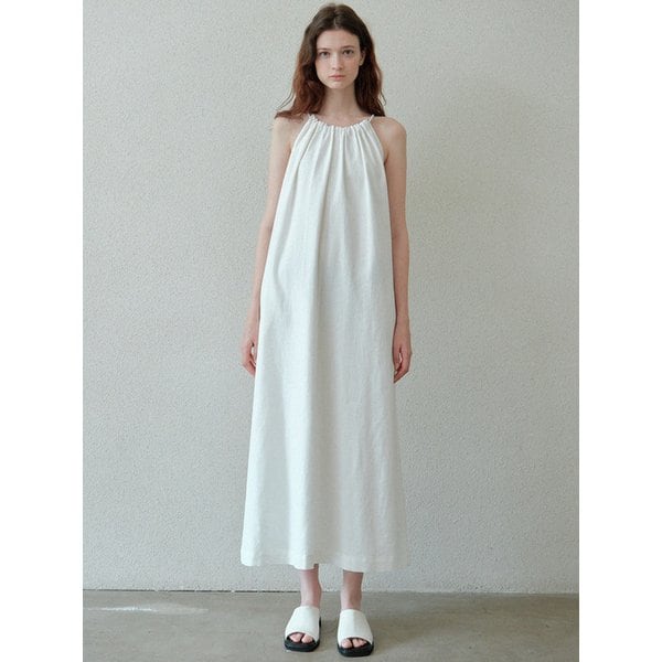 linen halter dress (ivory)