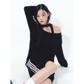 Knit Tie Long Sleeve Set Black