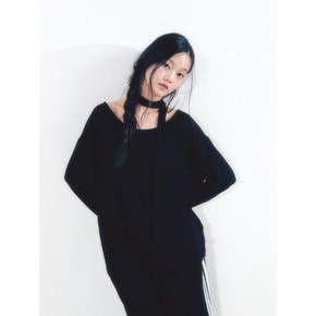 Knit Tie Long Sleeve Set Black