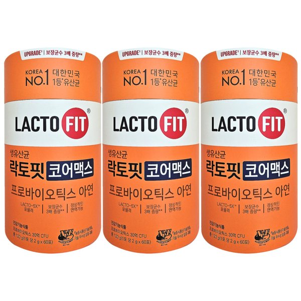 락토핏 코어맥스 유산균 2 g x 60포 3통