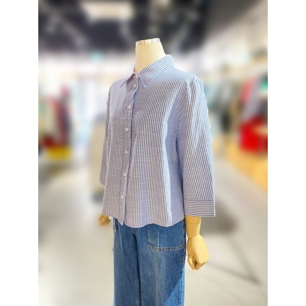 [여주점] 스트라이프 코튼 블렌드 반팔 셔츠 (BABLB7631)