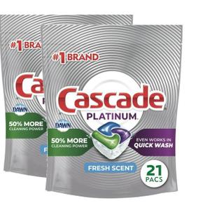 [해외직구] Cascade 캐스케이드 플레티넘 식기세척기세제 프레쉬향 21입 2팩