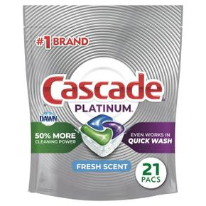 [해외직구] Cascade 캐스케이드 플레티넘 식기세척기세제 프레쉬향 21입 2팩