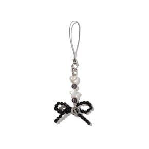 MINI BLACK PEARL RIBBON KEY RING 미니 블랙펄 리본 폰스트랩 키링