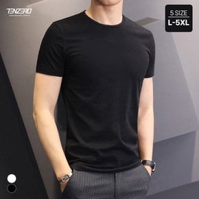 텐제로 남녀공용 데일리 무지 라운드 반팔 티셔츠 이너티 2컬러 빅사이즈