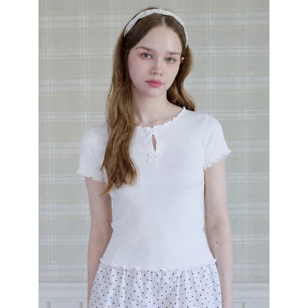 CANDY RIBBON FRILL T-SHIRT_WHITE
