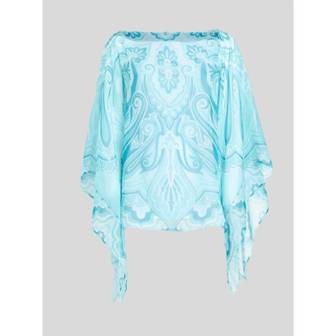 이스퀘어 5026197 ETRO Paisley Pattern Silk Poncho