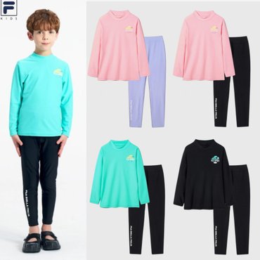 휠라키즈 [20%할인]●25 휠라키즈 그래픽 반넥 래시가드, 9부 레깅스 5종 택1 (FK2RTH2A01X,FK2RPH2A02X)