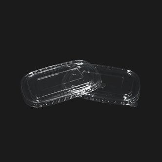  일회용 식품포장 크라프트 사각용기 뚜껑 공용리드 PET 1박스(300개)