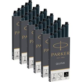 영국 파카 만년필 Parker Quink Fountain Pen Refill Ink Cartridges 30 Pack 블랙 1712546