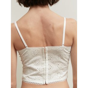 FLOWER LACE COTTON BUISTIER TOP [WHITE]