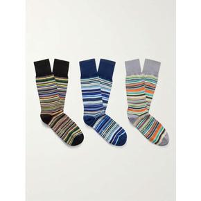 [BCD] M1A-SOCK-JPACKM 폴 스미스 팩 오브 쓰리 스트라이프 코튼블렌드 양말 B0081173425