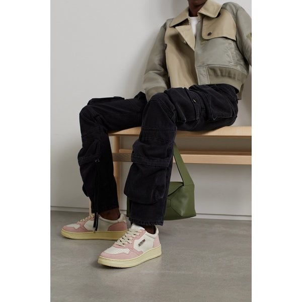 메달리스트 로우 스웨이드 가죽 스니커즈 핑크