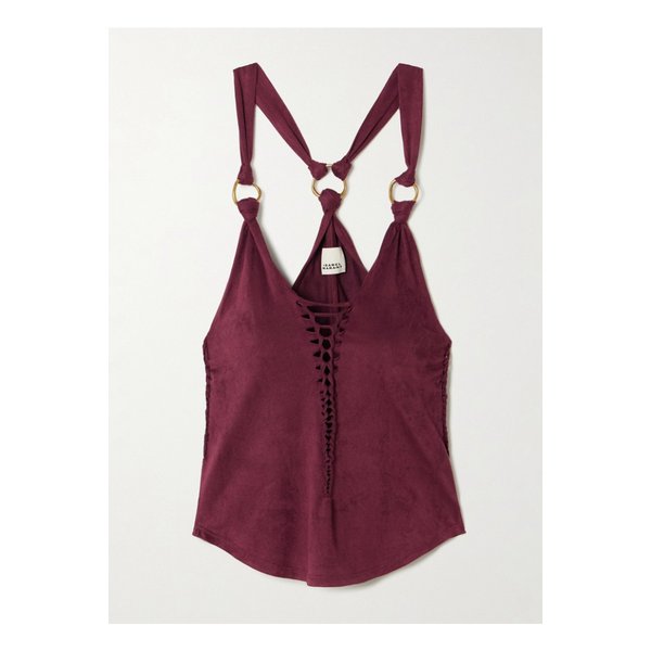 사키나 장식 컷아웃 브레이드 브러시드 저지 탱크 버건디 1647597357878955