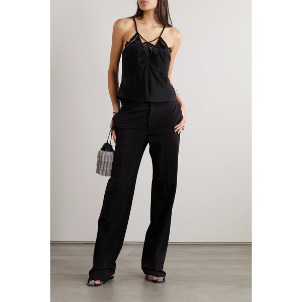 조이스 기퓌르 레이스 트리밍 실크 새틴 캐미솔 블랙 1647597306438218