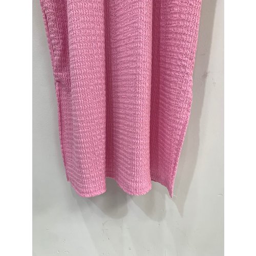 (77가능)주시 엠보 주름 트임 반팔 롱 원피스 4color