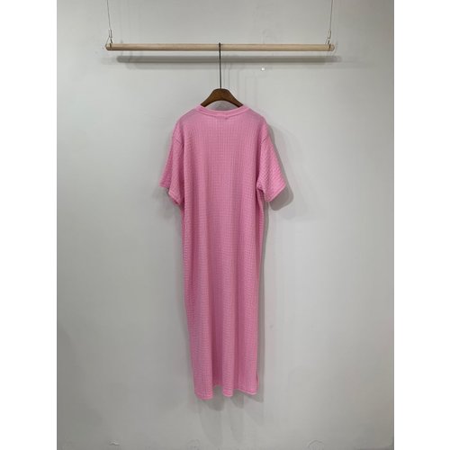 (77가능)주시 엠보 주름 트임 반팔 롱 원피스 4color