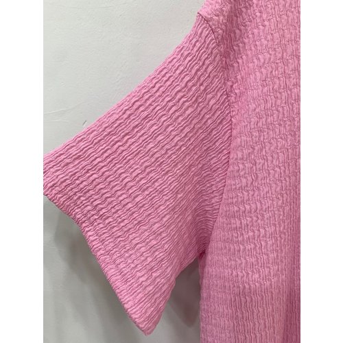 (77가능)주시 엠보 주름 트임 반팔 롱 원피스 4color