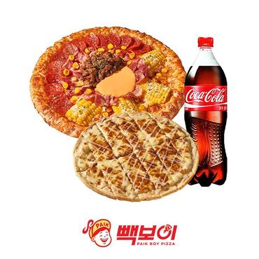 빽보이피자 [반반스틱세트]울트라빽보이 피자½L+체다콘치즈 피자½L+빽보이연유스틱+콜라1.25L