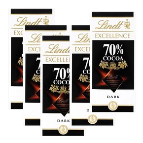 [해외직구] Lindt Excellence Dark 70 Cocoa 린트 엑셀런스 초콜릿 유럽 직구 100g 5팩