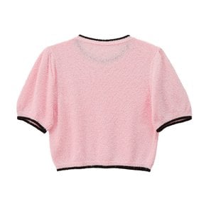 Ribbon Point Knit Top Pink