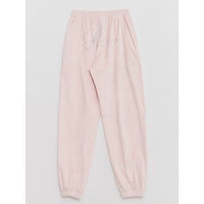 Smooth Velvet Cubic Logo Jogger Pink