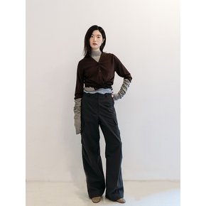 COTTON BLEND FLAP POCKET PANTS_CHARCOAL