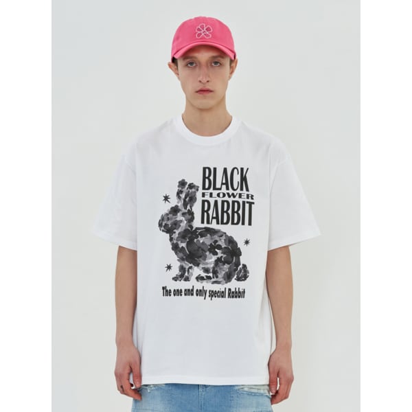 BLACK RABBIT T SHIRT / WHITE
