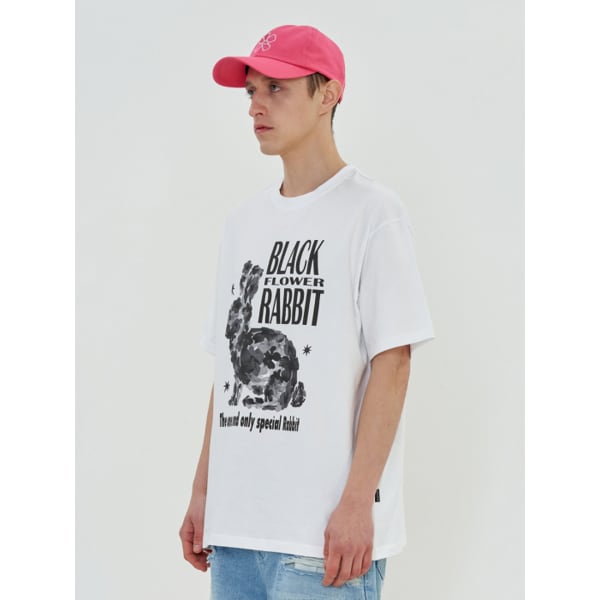 BLACK RABBIT T SHIRT / WHITE