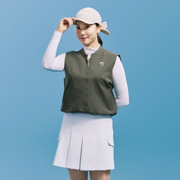 [부산점] 여성 스트레치 크링클 풀집업 베스트 카키