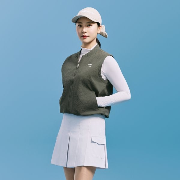 [부산점] 여성 스트레치 크링클 풀집업 베스트 카키