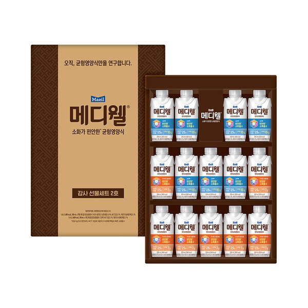 [선물세트]메디웰 감사 선물세트 2호(구수한 누룽지맛 200ml 7팩+고단백 200ml 7팩 (총 14팩))