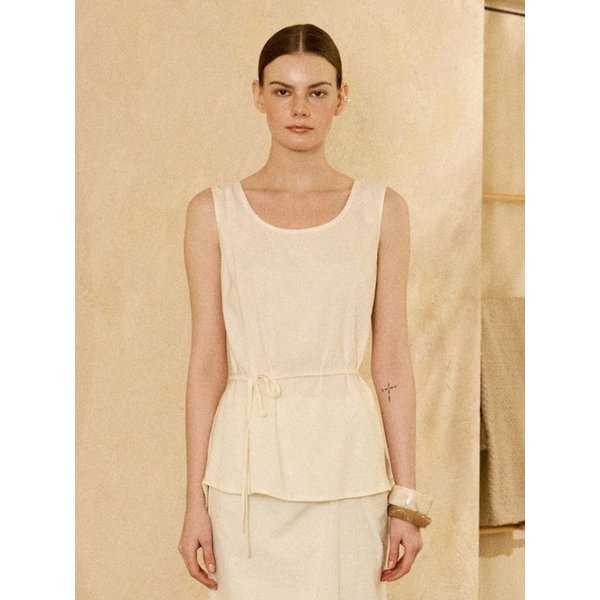 Soft Stretch Cupro Sleeveless Top Ivory