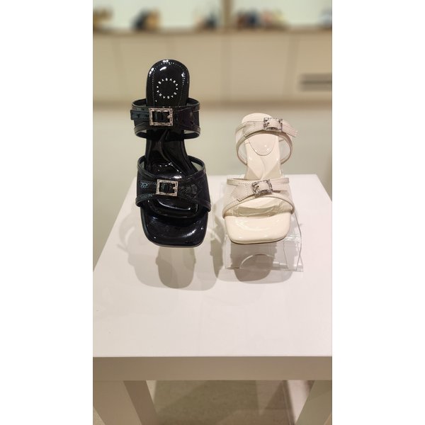 [여주점] 바바라 큐빅버클장식 망사 뮬슬리퍼 7cm 2컬러 AAI443