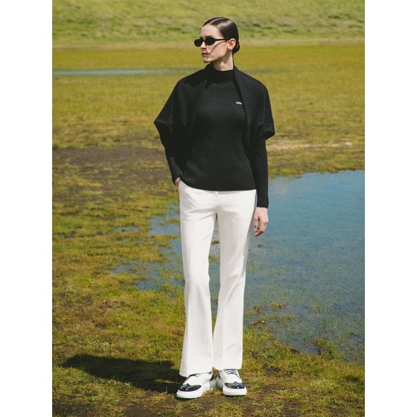 [Basic] Ribbed half-neck knitwear (black)