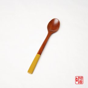 국내산 나무 천연 옻칠 티스푼, 이유식스푼 생칠 칼라 노랑 1p