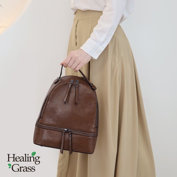 [여주점] [선물증정][무료반품] 심플 베이직 소가죽 지퍼 백팩 HGSS2520CF