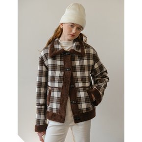 Cest_Winter plaid fur short coat