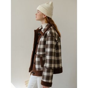 Cest_Winter plaid fur short coat