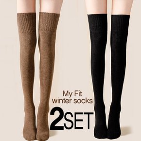 1+1 모던 베이직 하이 오버니삭스 겨울양말 니삭스 웜삭스 방한양말 골프스타킹.._P347555542