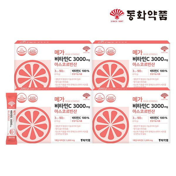 메가 비타민C 3000 mg 아스코르빈산 4박스 (360포)