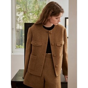 Tweed round neck jacket (2color)