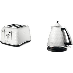 영국 드롱기 토스터 DeLonghi CTJ4003.W Brillante Faceted 4 Slice Toaster White Jug Kettle 3