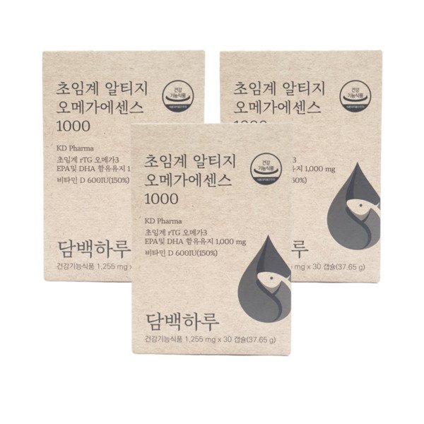 담백하루 오메가3 1000 초임계알티지 오메가 에센스 30정 3박스