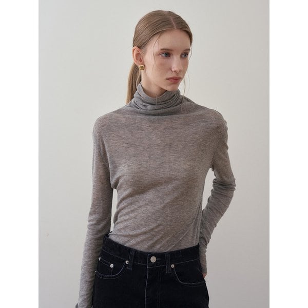 [1+1] Basic wool tencel turtleneck t-shirt_4color