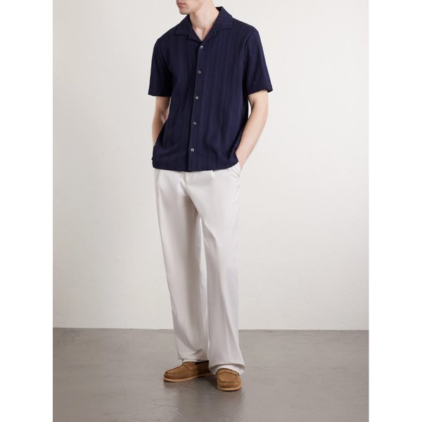 미스터 피 캠프 칼라 텍스처 코튼 셔츠 46376663163009176