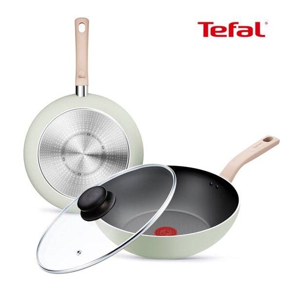 인덕션 민트 세이지 3종(팬28+웍28+유리뚜껑28)