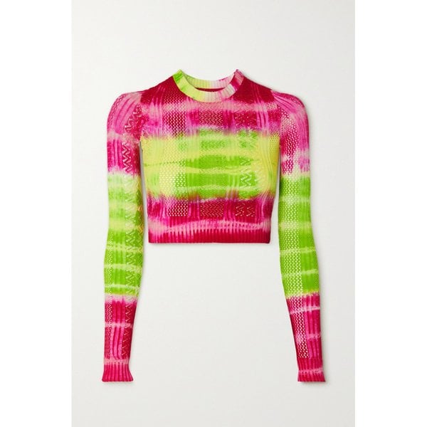 Tie-dyed Pointelle-knit Top 그린